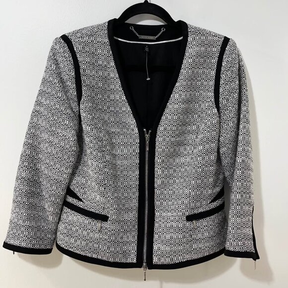 White House Black Market Textured Weave Polished Career Zipped Blazer [size 8] - Picture 2 of 10